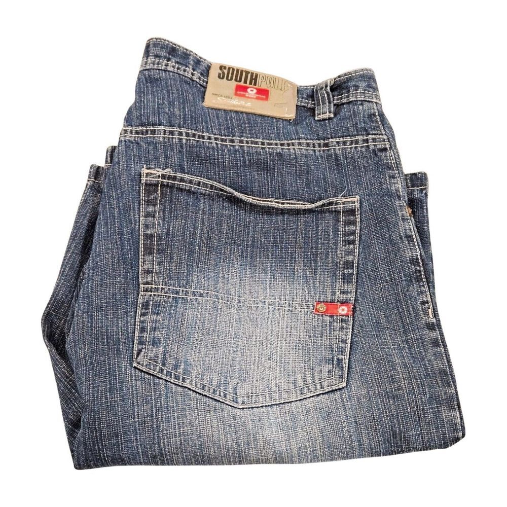 VTG South Pole Red‎ Tab Jersey Embroidered Baggy Wide Leg Shorts Y2K Men's 40